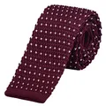Produktbild: DonDon schmale Strickkrawatte 5 cm - dunkelrot mit weißen Punkten