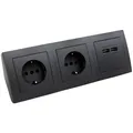 Produktbild: Steckdosenblock 2fach mit 2x USB Ecksteckdose Tischsteckdose Aufbau Anthrazit