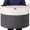 Produktbild: GOCAN XXXL korb aufbewahrung groß wäschekorb D55XH35cm wäschesammler aufbewahrungskorb für Decken Kissen Kleidung körbe mit Griffen für kinderzimmer grau