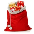 Produktbild: com-four® Premium XL Weihnachtssack - roter Geschenksack zum Befüllen - Weihnachtsbeutel mit Kordel und Bommeln als Dekoration & tolle Geschenkverpackung