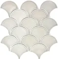 Produktbild: Mosani Mosaikfliesen Fächer Mosaik Fliese Keramik Fischschuppen pastell steingrau Küche