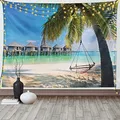 Produktbild: ABAKUHAUS Strand Wandteppich und Tagesdecke, Karibik Tropical Coast aus Weiches Mikrofaser Stoff Waschbar ohne Verblassen Digitaldruck, 230 x 140 cm, Aqua