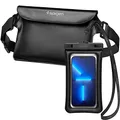 Produktbild: Spigen wasserdichte Tasche Set [Aqua Shield] [Tasche+Handyhülle] Waterproof Bag Bauchtasche IPX8 kompatibel mit iPhone 16/15/14/13 Serien, Galaxy S25/S24/S23 und Allen Smartphones - Schwarz