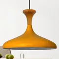 Produktbild: bamyum Champion Pendelleuchte aus Holz, 35 cm Hängelampe Metall E27 Moderne Esstisch Lampe, Skandinavisch Pendellampe für Schlafzimmer Wohnzimmer Küche Esstisch, Küchenlampe Hängend Dunkelgelb