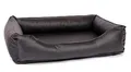 Produktbild: CopcoPet Orthopädisches Hundebett Grosse Hunde XL – Waschbares Hundekissen 【Kunstleder】 Hundekorb aus Kunstleder - Formstabiles Hundesofa - Hundekörbchen mit Rand für Hunde, Dog Bed Schwarz 110x90 cm