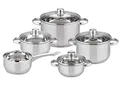 Produktbild: ELO Basic Topfset Galactica 5 tlg., Edelstahl, Glasdeckel, für alle Herdarten geeignet, mit Volumenskala, energisparender Kapselboden