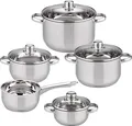 Produktbild: ELO Topfset Galactica 5-teilig | Edelstahl | Glasdeckel | Induktion | spülmaschinengeeignet | silber