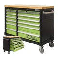 Produktbild: TRUTZHOLM Werkstattwagen DELUXE 12 Schubladen unbestückt mit massiver Arbeitsplatte Farbe nach Auswahl (grün/schwarz)