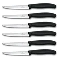 Produktbild: Victorinox Swiss Classic Profi Steak- und Pizzamesser-Set, 6-teilig, Tafelmesser, Wellenschliff, Scharfe Klingen, 11 cm, Robuste Kunststoffgriffe, Schwarz