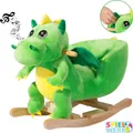 Produktbild: Spielwerk® Schaukeltier Dino inkl. Sound Effekt Sicherheitsgurt Plüsch Schaukel Wippe Kinder Baby Spielzeug Balancetraining besonders weich Schaukelpferd