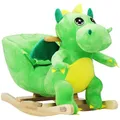 Produktbild: Spielwerk® Schaukeltier Dino inkl. Sound Effekt Sicherheitsgurt Plüsch Schaukel Wippe Kinder Baby Spielzeug Balancetraining besonders weich Schaukelpferd
