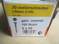 Produktbild: 100Stück Justierschrauben 6x60mm (inkl Bit) T25 galv.verzinkt  / Holzreg