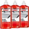 Produktbild: 3x 500ml SONAX METALLIC HOCHGLANZ AUTOPOLITUR GLANZPOLITUR CARNAUBAWACHS POLITUR