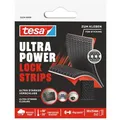 Produktbild: Tesa Klettband Ultra Power Lock Strips 55234, schwarz, selbstklebend, 4x Haken, 5cm x 25mm