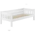 Produktbild: Erst-Holz Weißes Couchbett Einzelbett 90x200 Massivholzbett Sofabett mit wählbarem Zubehör V-60.53-09W Federleisten