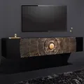 Produktbild: riess-ambiente Hängendes TV-Lowboard GOLDEN SUNSET 160cm schwarz gold Mangoholz TV-Schrank Kommode