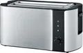 Produktbild: SEVERIN Toaster AT 2590 | Langschlitztoaster 4 Scheiben | 1.400 W | Edelstahl-schwarz | Brötchenaufsatz | Auftaufunktion