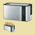 Produktbild: Severin 4 Scheiben-Toaster AT 2590 Doppel-Langschlitz - Edelstahl/schwarz