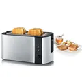 Produktbild: Automatik-Langschlitztoaster für 4 Toastscheiben mit Brötchenaufsatz hochwert...