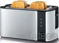Produktbild: Toaster 4 Scheiben Langschlitz Edelstahl Schwarz 1400W Brötchenaufsatz