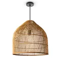 Produktbild: Paco Home Pendelleuchte Wohnzimmer Boho Korbleuchten Pendellampe Rattan Hängeleuchte Esszimmer Lampe Papier E27, Lampenart:Pendelleuchte - Typ 1, Farbe:Natur (Ø44 cm)