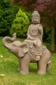 Produktbild: Große Buddha Figur auf Elefant 46cm – Thai Skulptur Garten Deko wetterfest