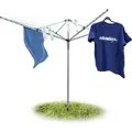 Produktbild: Relaxdays Wäschespinne 49 m, HxBxT:184x242x242 cm, reißfeste Leine, stabiler Stand mit Erdspieß, Garten, silber - Silber