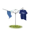 Produktbild: Relaxdays Wäschespinne 49 m H x B x T: ca. 184 x 242 x 242 cm Wäscheständer mit reißfester Leine mit 4 Seiten und stabilem Stand durch Erdspieß und Bodenhülse für den Hinterhof und Garten, silber