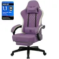 Produktbild: GTPLAYER Gaming Stuhl Ergonomischer Gaming Sessel Schreibtischstuhl Kunstleder, Federsitzkissen, Verbindungsarmlehnen und Fußstütze 150KG, lila