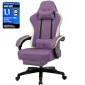 Produktbild: GTPLAYER Gaming Stuhl Ergonomischer Gaming Sessel Schreibtischstuhl Kunstleder, Federsitzkissen, Verbindungsarmlehnen und Fußstütze 150KG, lila