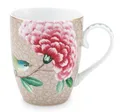 Produktbild: PiP Studio Becher Blushing Birds Henkelbecher khaki 0,35 l, Porzellan, Mug Large Blushing Birds Khaki 350ml