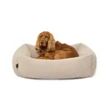 Produktbild: PAW WOW Sven Hundebett | Orthopädisches Hundebett | Teddy-Stoff | Hundekörbchen für kleine, mittelgroße und große Hunde (Greige, 85x65cm)