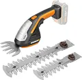 Produktbild: WORX WG801E.9 - Akku Gras- und Strauchschere 20V PowerShare, 3-in-1 Schere mit verschiedenen Messer Aufsätzen – 20 cm Schere, 12 cm Strauchtrimmer, 10 cm Grasmesser – ohne Akku und Ladegerät