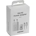 Produktbild: Samsung 15 Watt USB Type-C Schnellladeadapter, Ladegerät mit Datenkabel, Weiß