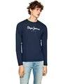 Produktbild: Pepe Jeans Eggo Slim Fit Langarmshirt für Herren, Marineblau/Weiß/Pastellgrün, Medium