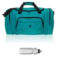 Produktbild: Sporttasche Damen Herren Color Big 55 cm 40 L Nassfach Reisetasche Sport Fitness Sauna Tasche groß 1296 + Trinkflasche (Petrol (Blau-Grün))