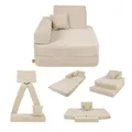 Produktbild: Angelove Kindersessel 3‑in‑1 - Faltbare Kindercouch & Spielmatratze aus Cord, Bequemer Spielsofa‑Sessel ab 1 Jahr, Beige