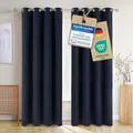 Produktbild: Blumtal Verdunklungsvorhänge 2er Set - Thermovorhang Hitzeschutz - Vorhang blickdicht mit Ösen - Gardinenschals mit Schlaufen - Thermovorhang - Gardinen 225x140cm - Curtains for Bedroom - Vorhang Blau