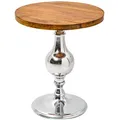 Produktbild: invicta INTERIOR Design Beistelltisch EXTRAVAGANCIA 60cm Mangoholz massiv rund Metall Säulenfuß Silber