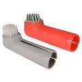 Produktbild: Flamingo Fingerzahnbürsten-Set Dentes, grau/rot, 1,7x2,5x6 cm, frisch Atem