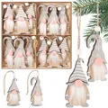 Produktbild: BRUBAKER 12x Weihnachtsanhänger Wichtel - 8 cm Baumschmuck aus Holz - Zwerge mit Bart und großer Nase - Holzanhänger Weihnachtsbaumschmuck - Christbaumschmuck Anhänger Weihnachten - Grau Weiß