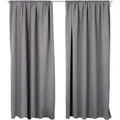 Produktbild: WOLTU 2er Set Gardine blickdicht 250 g/m2 mit Kräuselband dunkelgrau 117x138 cm
