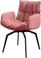 Produktbild: KAWOLA Esszimmerstuhl BARO Drehstuhl mit Armlehnen Stoff rosa