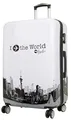 Produktbild: Warenhandel König Polycarbonat Hartschalen Koffer Trolley Reisekoffer Reisetrolley Handgepäck Boardcase Motiv PM (Fly The World White, Größe XL)