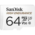 Produktbild: SanDisk High Endurance microSDXC Speicherkarte 64 GB + Adapter (Für Dash-Cams und private Überwachungskameras, 100 MB/s Lesen, V30 für Full-HD und 4K-Videos)