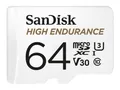 Produktbild: SanDisk High Endurance microSDXC UHS-I U3 Speicherkarte + Adapter 64GB