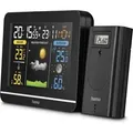 Produktbild: Hama Wetterstation m. Außensensor, Hygrometer, Farbdisplay, DCF-Uhr, - Schwarz