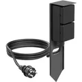 Produktbild: ledscom.de Garten Steckdosen-Säule PIWI mit Erdspieß und 2m Kabel für außen, IP44, 2-fach, anthrazit