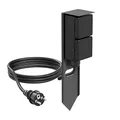 Produktbild: ledscom.de Garten Steckdosen-Säule PIWI mit Erdspieß und 2m Kabel für außen, IP44, 2-Fach, anthrazit