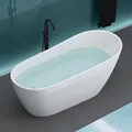 Produktbild: Mai & Mai freistehende Acryl-Badewanne Oval Standbadewanne Weiß inkl. Push-Open Ablaufgarnitur Breite 170cm V528